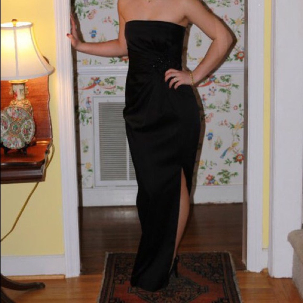 Strapless black gown